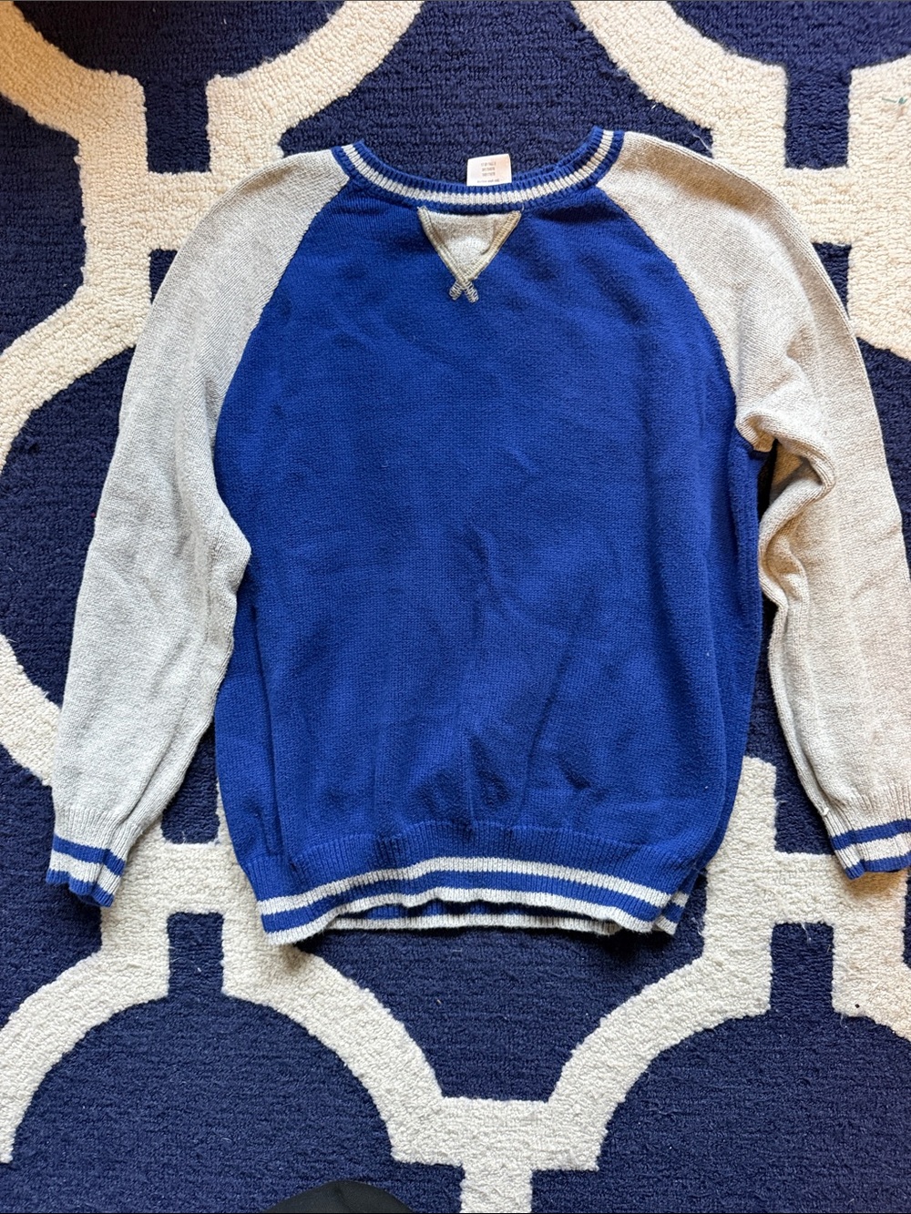 Gymboree Royal Blue and Light Gray Raglan Pullover Sweater